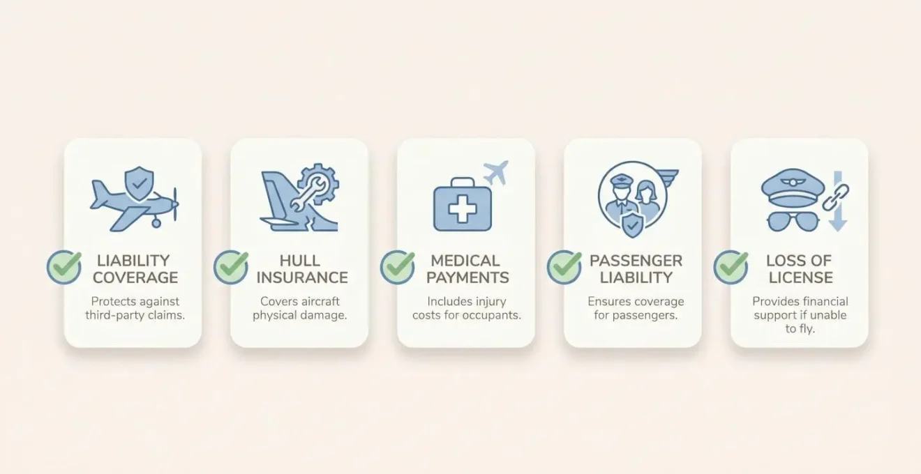 Checklist icon representing key pilot insurance evaluation points